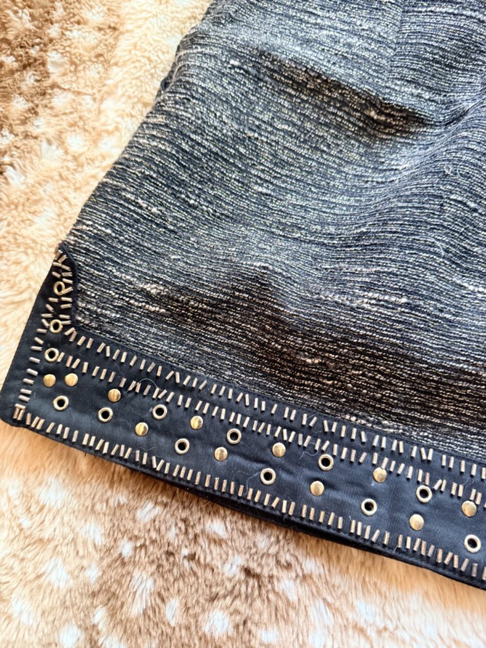 Size M English Rose Black Gold Sparkle Embellished Mini Skirt - Picture 3 of 6